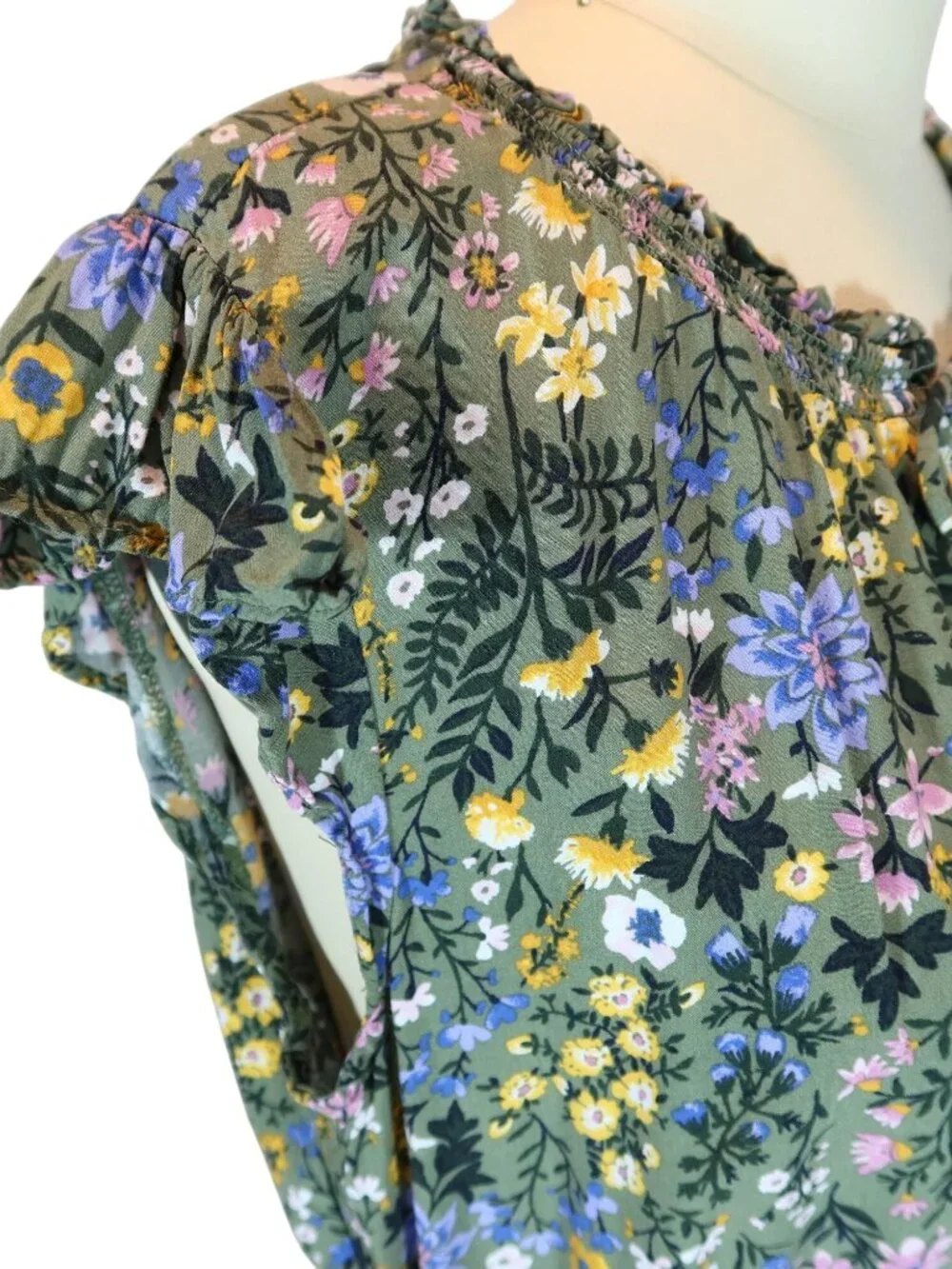 OLD NAVY Floral Flutter Sleeve A-Line Dress Size S Fairycore Boho Peasant - Picture 5 of 7